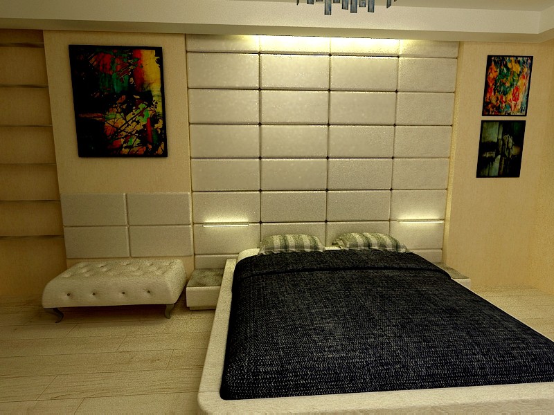 Yatak odası-minimalizm in 3d max vray resim
