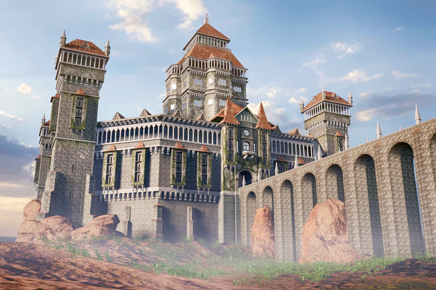 Mittelalterliche Burg in Blender cycles render Bild