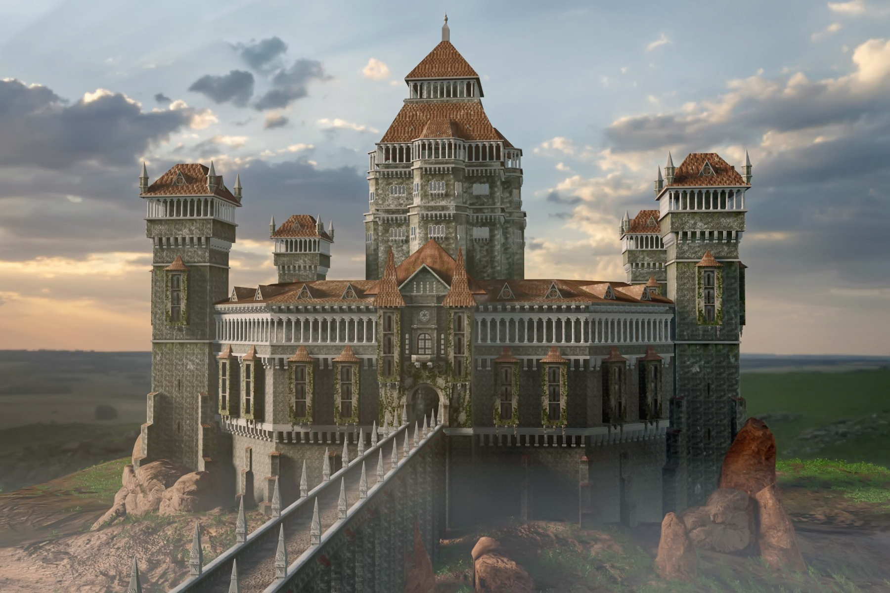 Mittelalterliche Burg in Blender cycles render Bild
