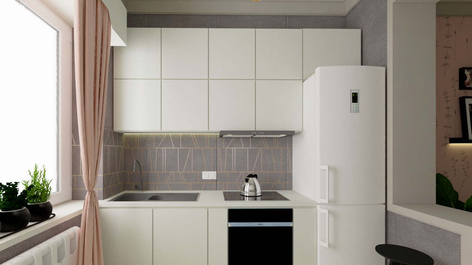 imagen de cocina-comedor en SketchUp vray 3.0