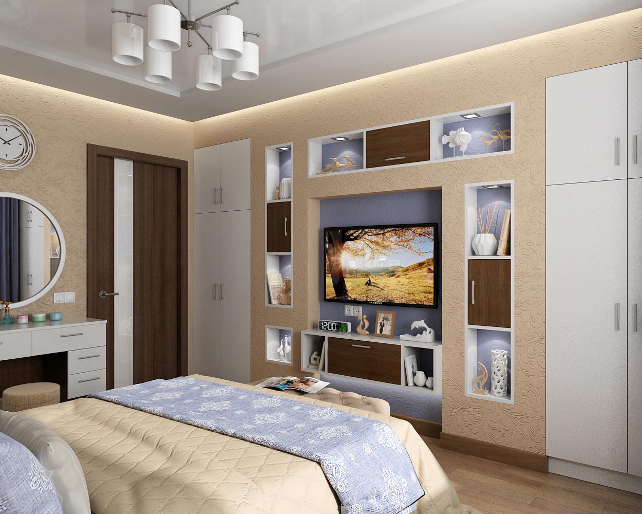 Progetto di interior design per una camera da letto in un appartamento a Chernigov in 3d max vray 1.5 immagine
