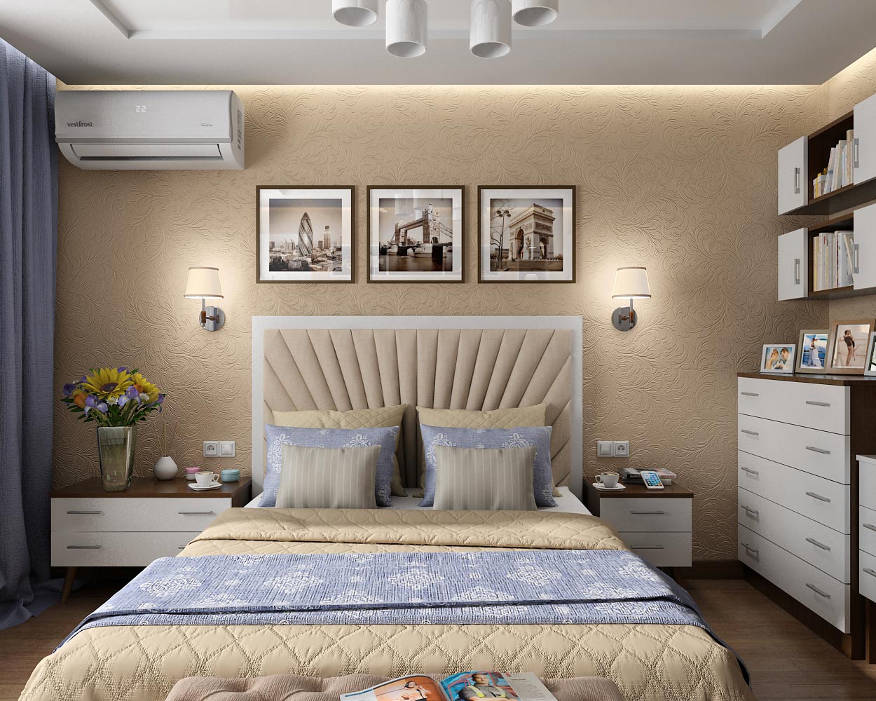 Interior design project for a bedroom in an apartment in Chernigov in 3d max vray 1.5 image