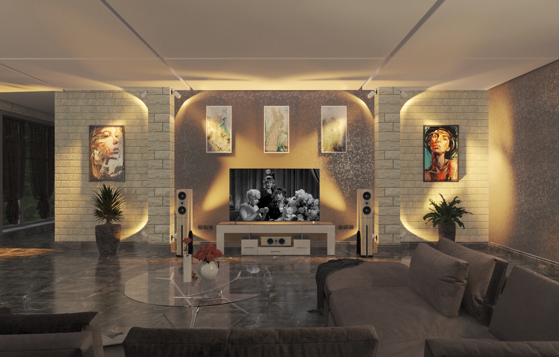 Living room in a modern style. in 3d max vray 3.0 image