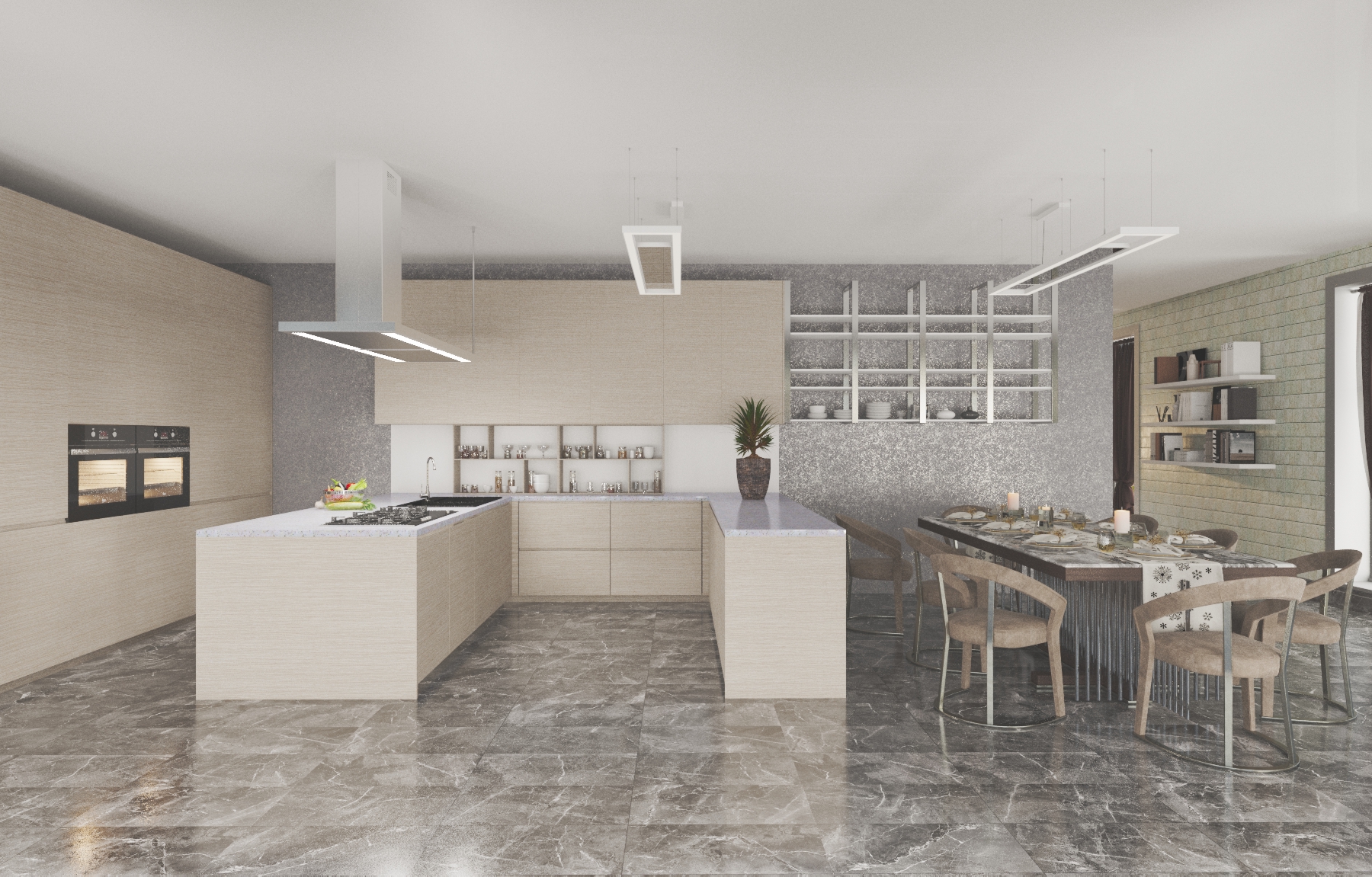 modern bright kitchen in 3d max vray 3.0 image