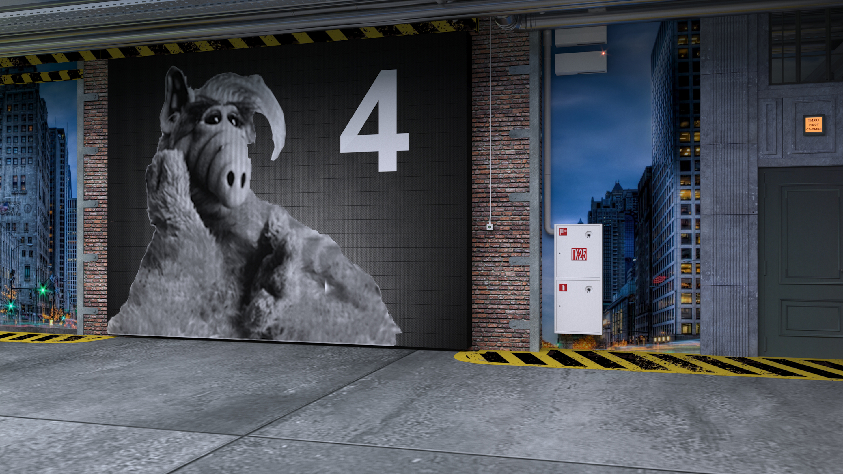 imagen de Diseño decorativo del corredor de transporte del estudio de cine KinoPolis en San Petersburgo. en 3d max corona render