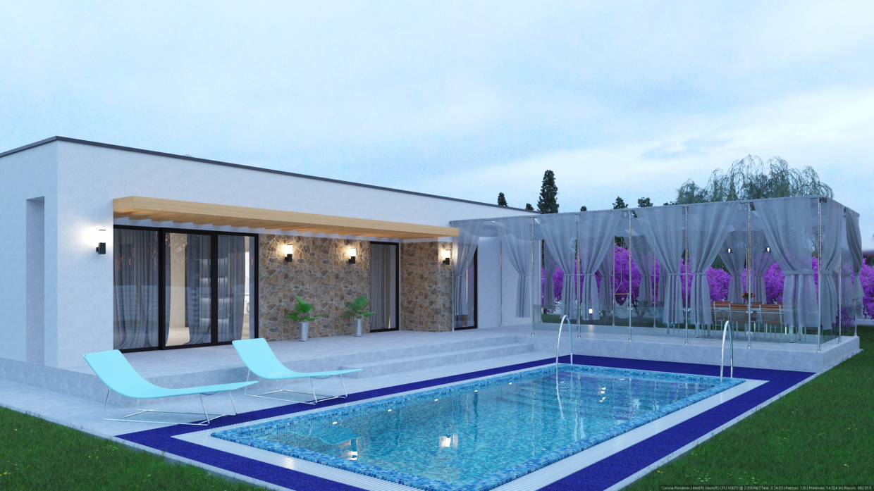 House on the plot V2 in 3d max corona render image
