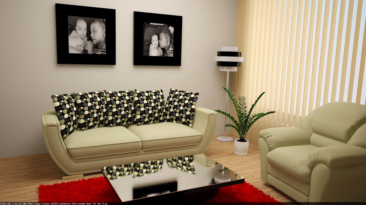 Living room in 3d max vray 2.0 image
