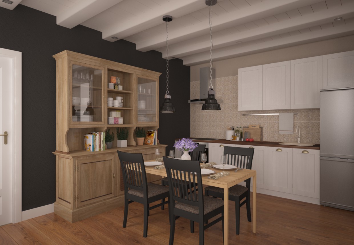 Cocina + living comedor imagen de Cocina + living comedor en 3d max vray