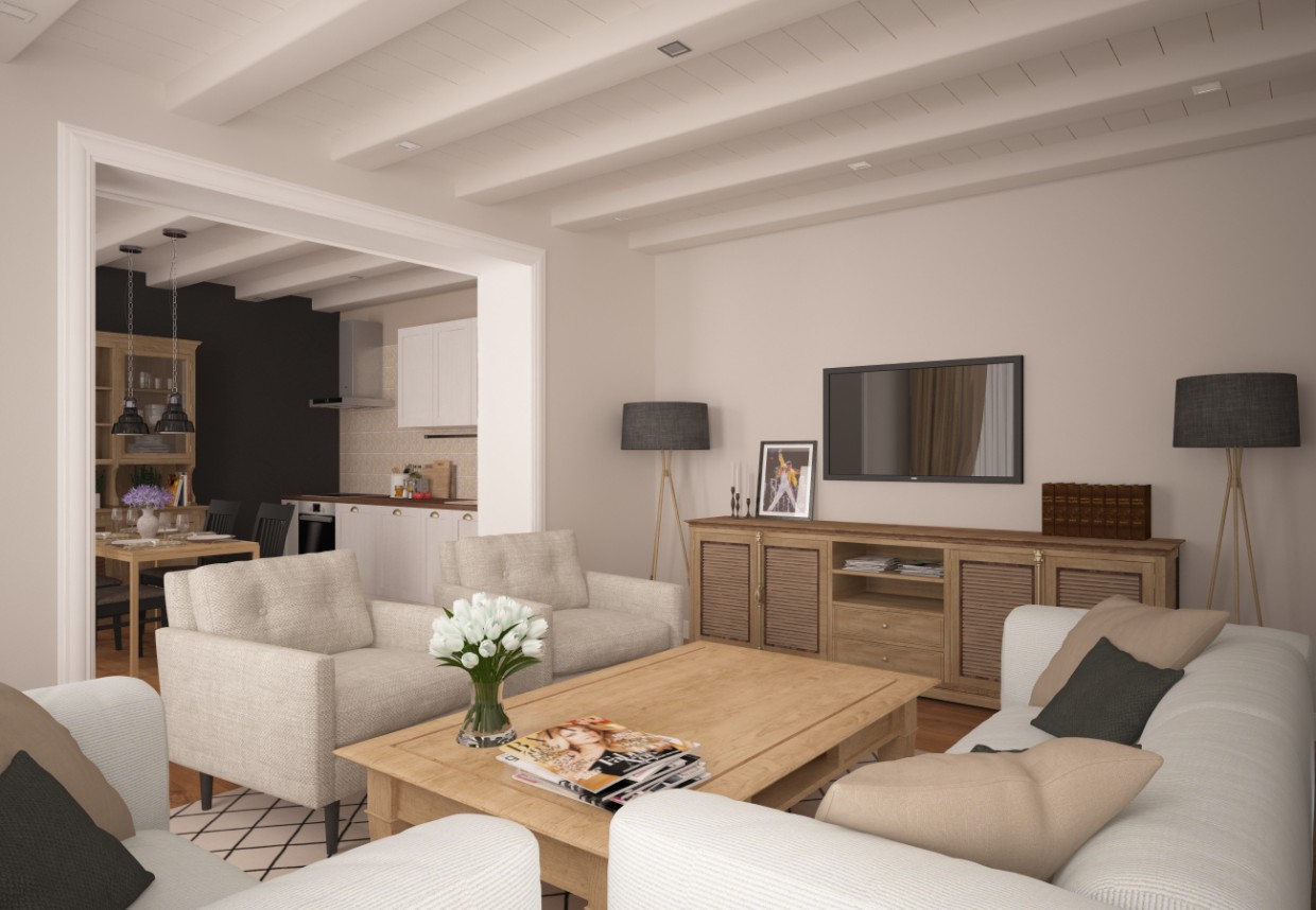 Cocina + living comedor imagen de Cocina + living comedor en 3d max vray