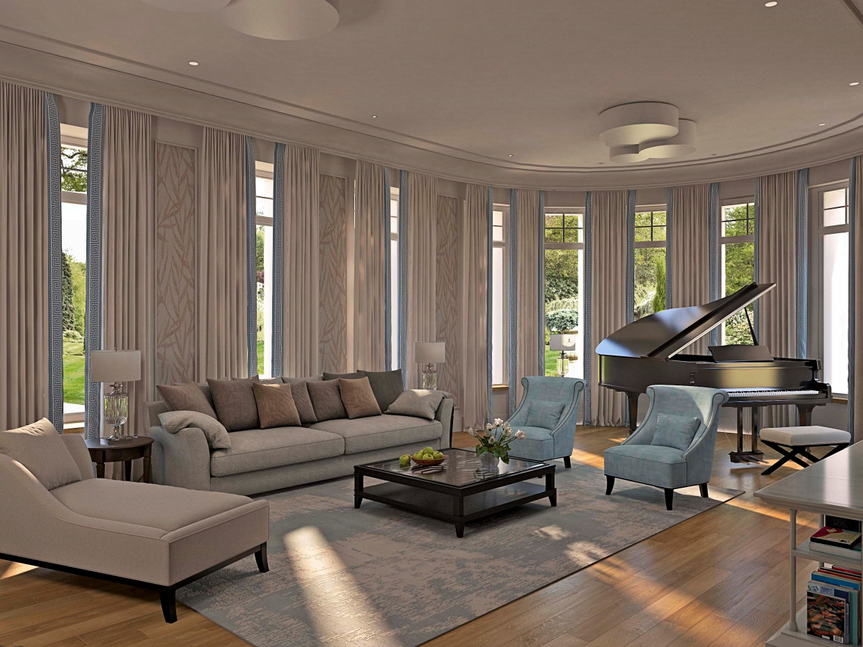 Living room in a private house. in 3d max vray 3.0 image
