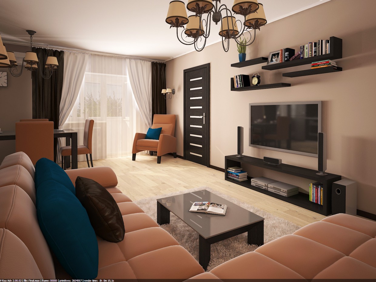 Sala de estar + cocina imagen de Sala de estar + cocina en 3d max vray