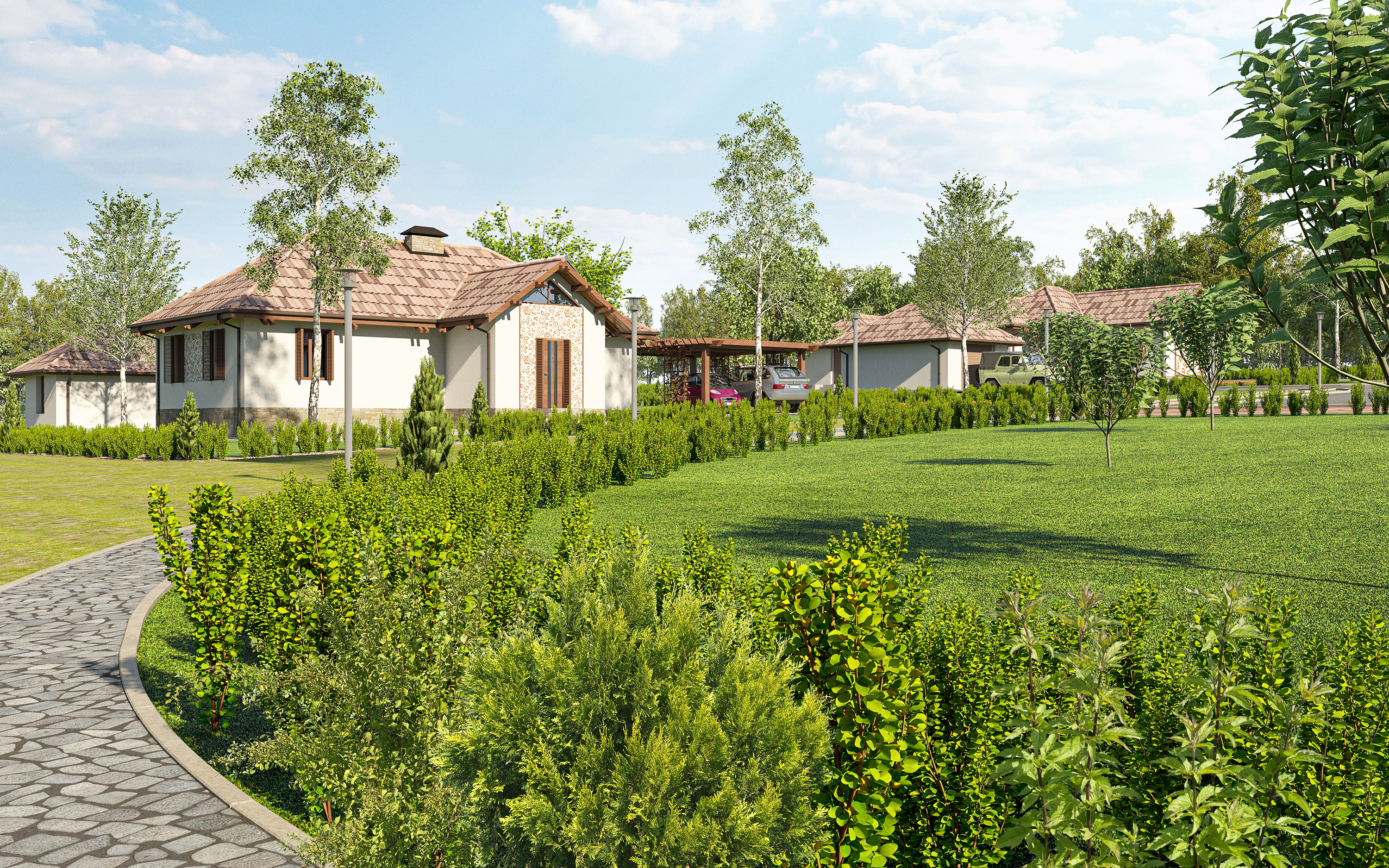 ECOFERMA on an area of 2.4 hectares in 3d max corona render image