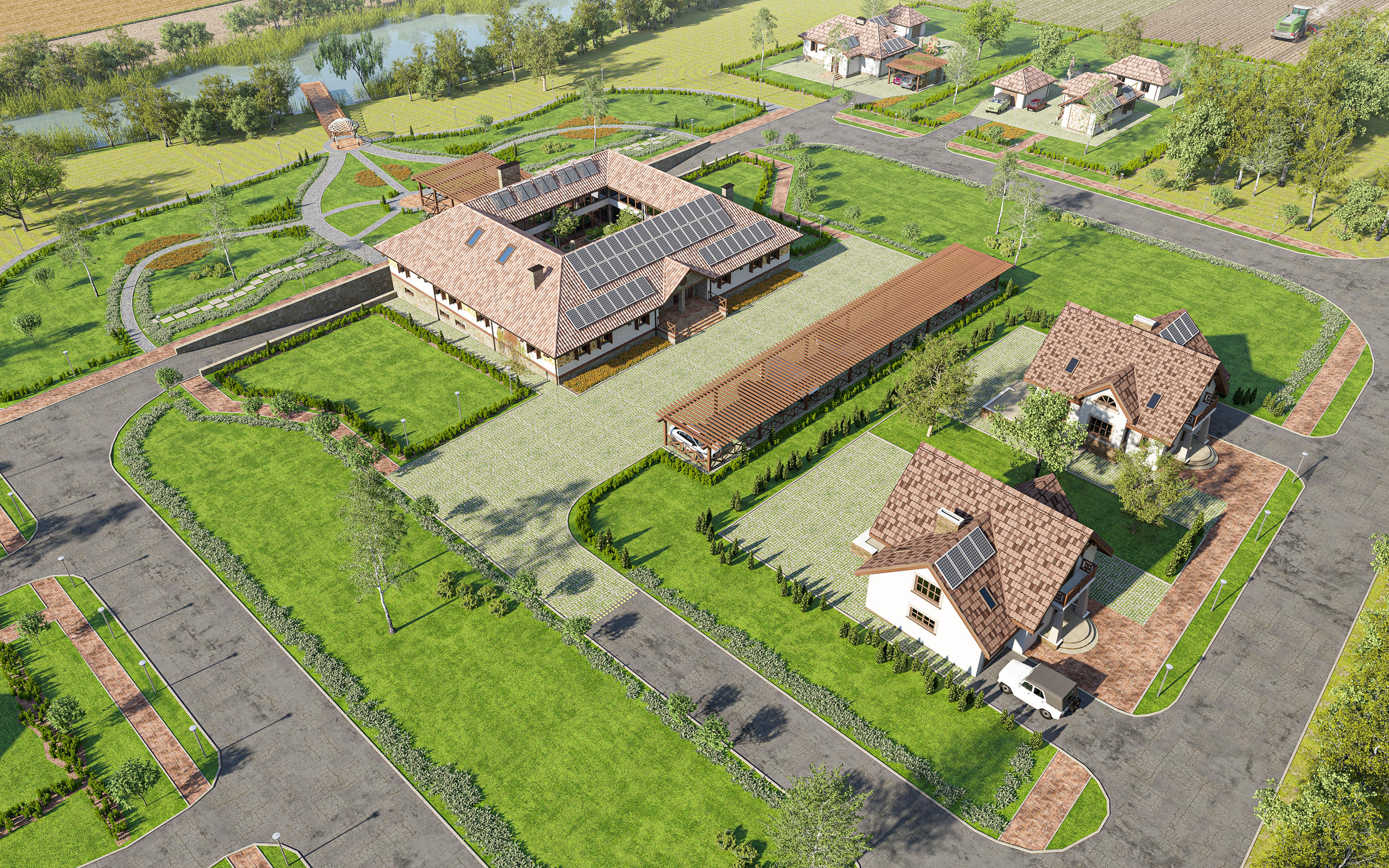 ECOFERMA on an area of 2.4 hectares in 3d max corona render image