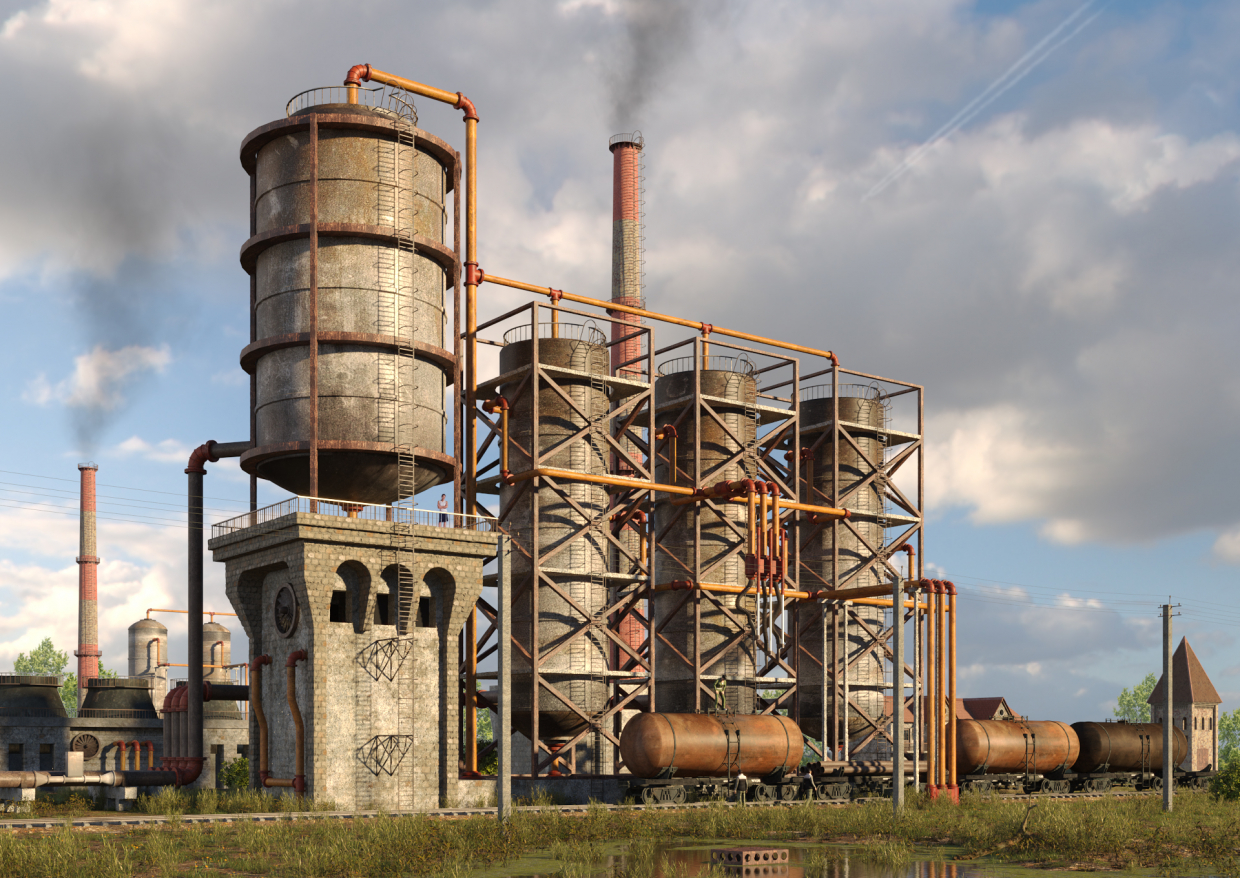 Chemical complex in 3d max corona render image