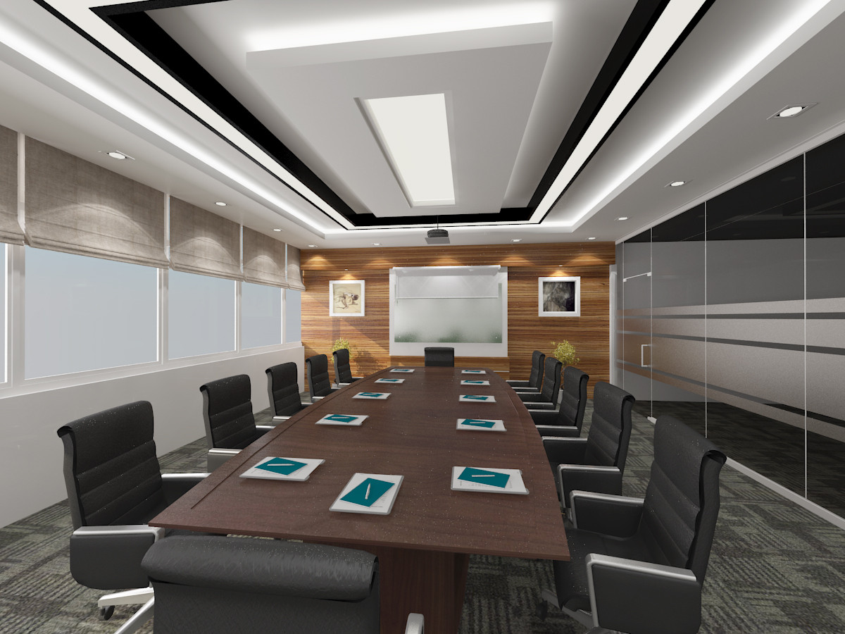 Visualizzazione 3d progettazione interni sala di riunione in ... Progettazione interni 3d