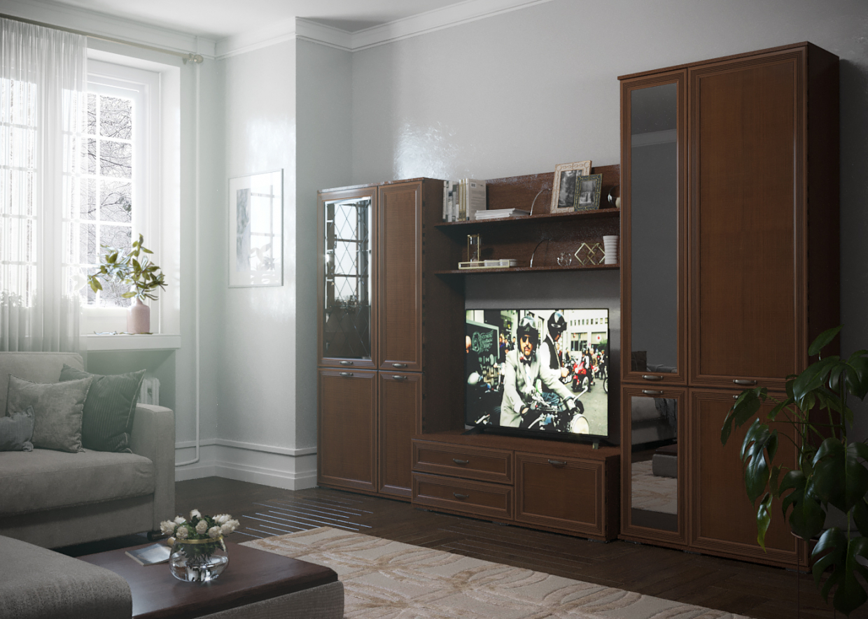 Oturma odası için mobilya tasarımı in 3d max corona render resim
