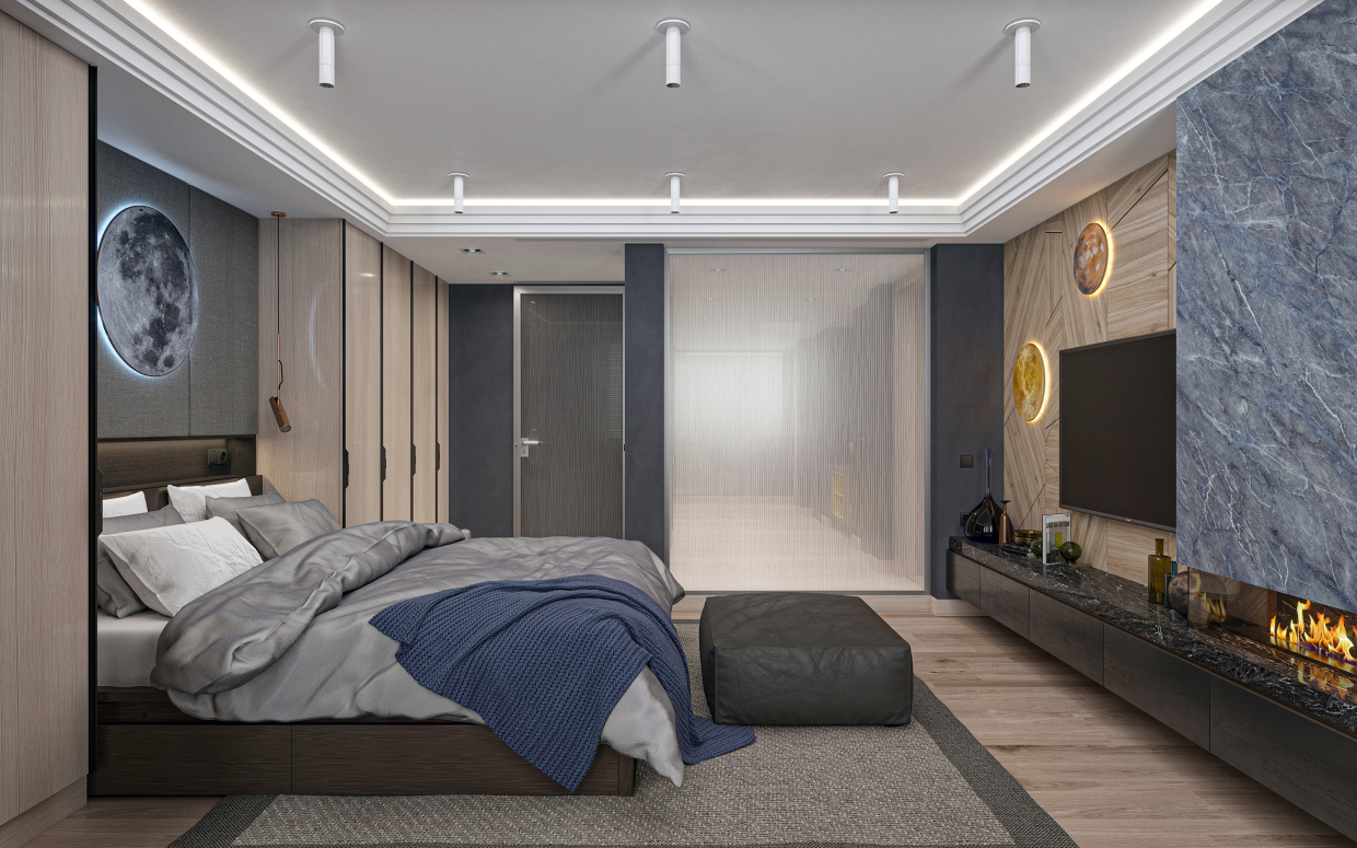 Спальня №1 (S=26.2м2) в 3d max corona render зображення