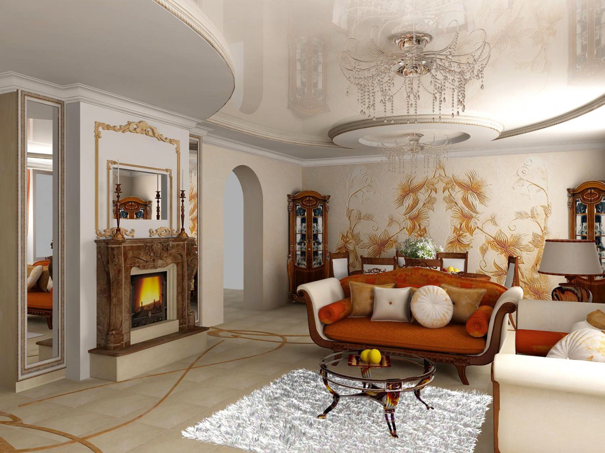 Living room in a cottage in 3d max vray image