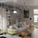 Sky-gentle dining-living room. in 3d max corona render image