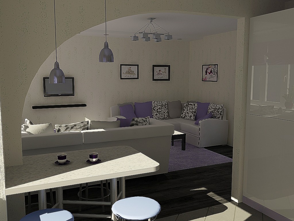 kitchen-living room kitchen-living room in 3d max vray image