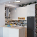 Die Küche. Kostenloses Layout mit engen Einschränkungen. Tiflis Stadt in 3d max corona render Bild