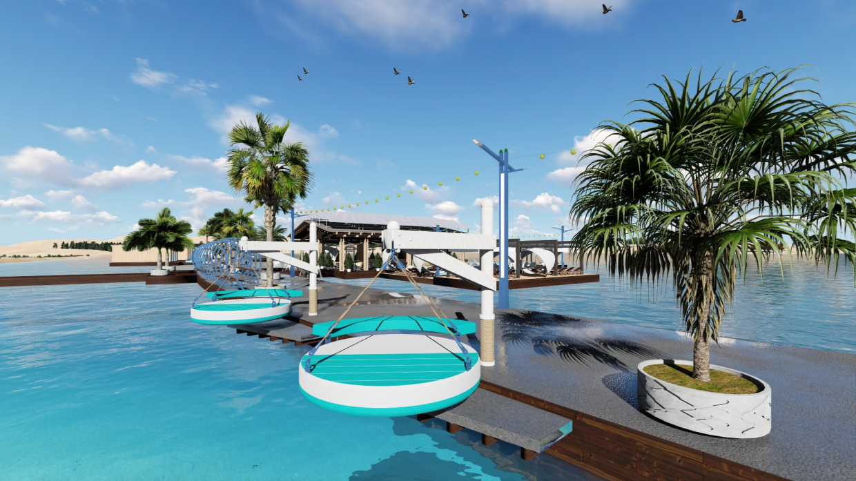resort galleggiante sullo skyline in 3d max Other immagine