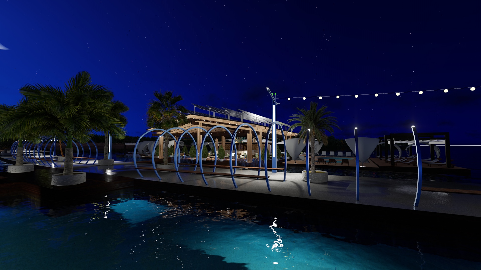 resort galleggiante sullo skyline in 3d max Other immagine
