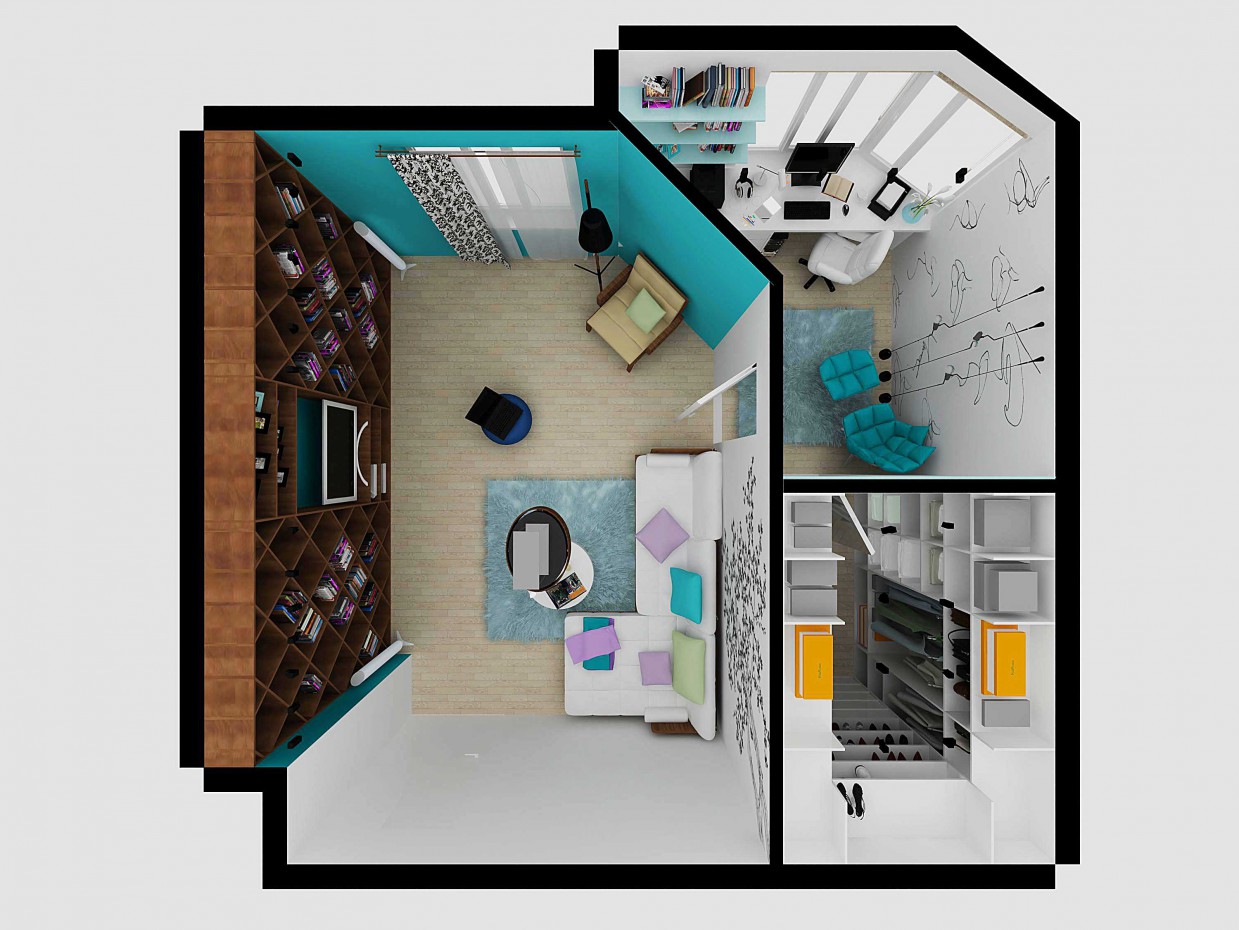 Rediseño de la sala de estar en Ekaterimburgo imagen de Rediseño de la sala de estar en Ekaterimburgo en 3d max vray