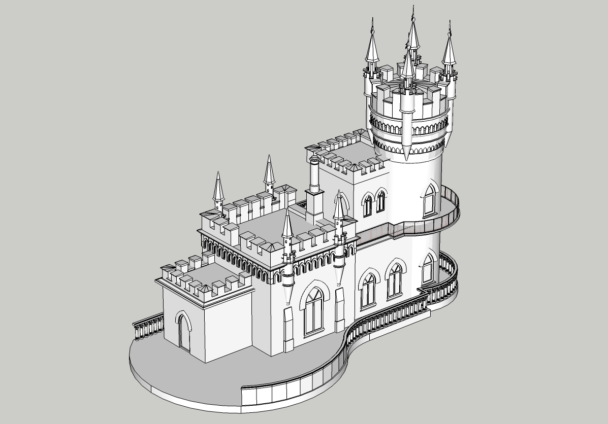 Castello modello "Swallow's Nest" in SketchUp vray 3.0 immagine