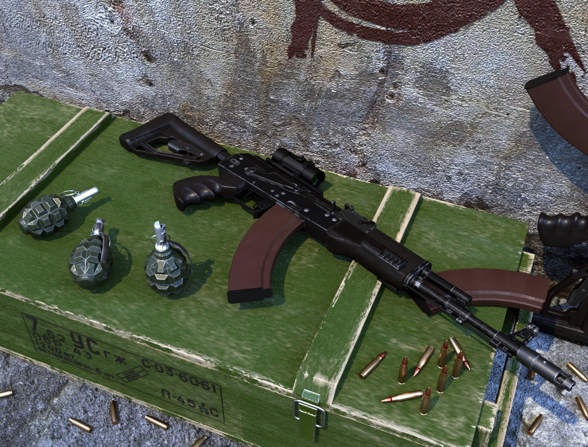 Variations on AK103 in 3d max corona render image