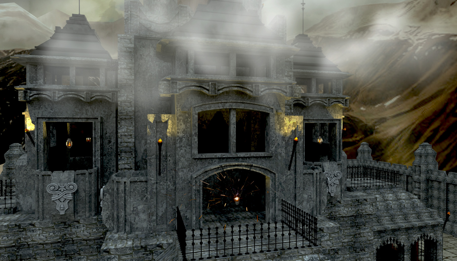 Ancient castle in 3d max vray 3.0 image