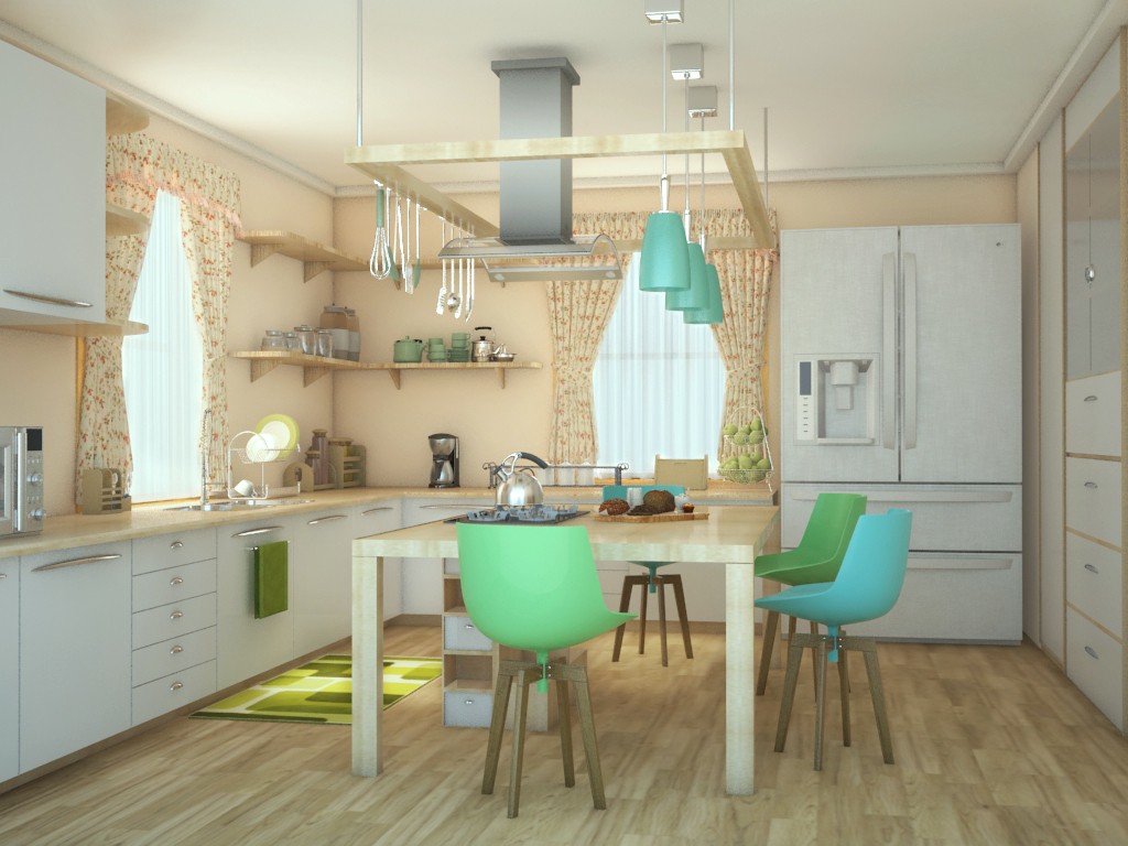 Cкандинавская кухня Cкандинавская кухня в 3d max vray 2.0 изображение