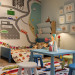 Nursery for a baby boy in 3d max corona render image