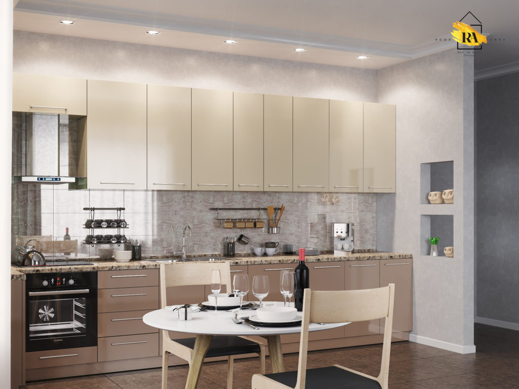 Visualization of the kitchen unit "Cappuccino" in 3d max corona render image