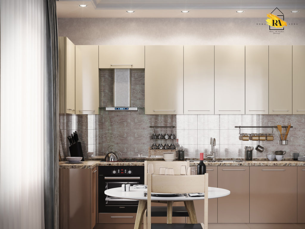 Visualizzazione dell'unità cucina "Cappuccino" in 3d max corona render immagine
