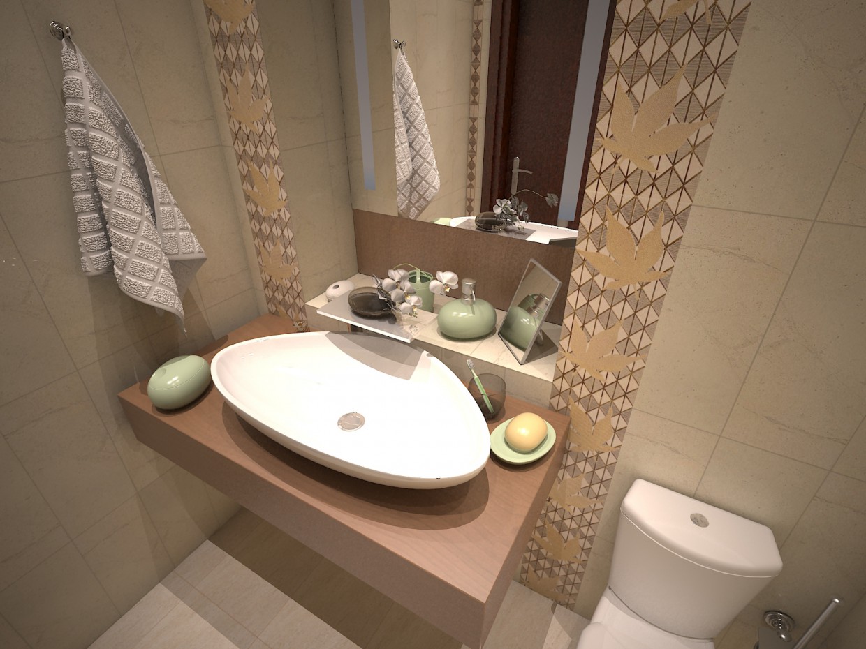 azulejos del baño de arce de brocado. imagen de azulejos del baño de arce de brocado. en 3d max vray