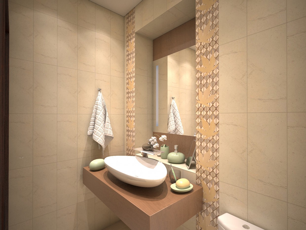 azulejos del baño de arce de brocado. imagen de azulejos del baño de arce de brocado. en 3d max vray