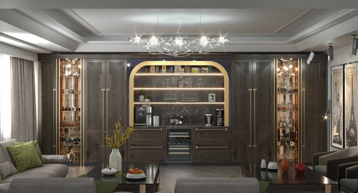 Living room bar design in 3d max vray 5.0 image