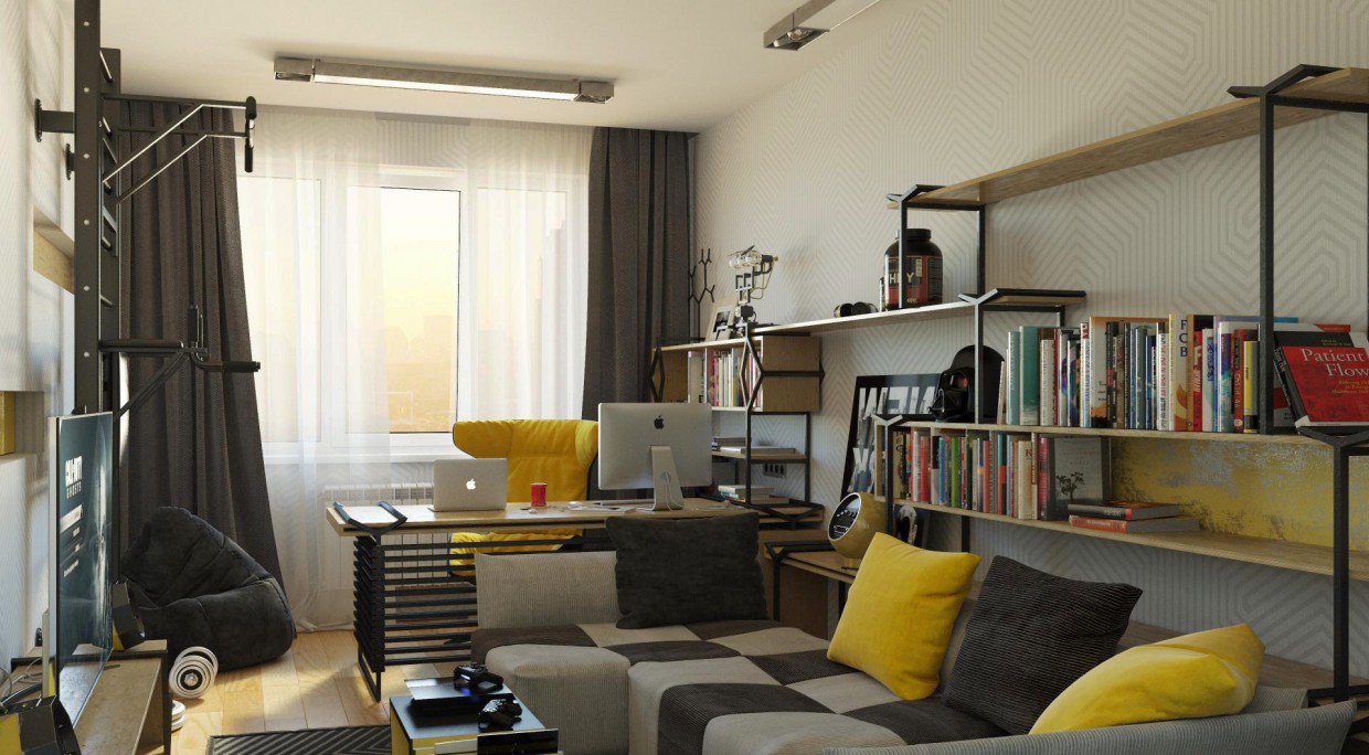 imagen de Habitación de estudiante en 3d max corona render