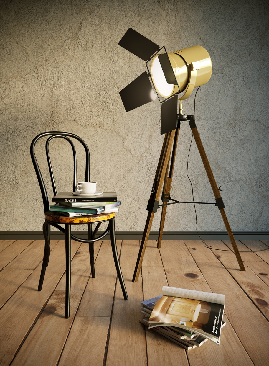 Composition in Loft style in 3d max corona render image