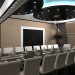 Banquet room in the dining room of a nuclear power station in 3d max corona render image