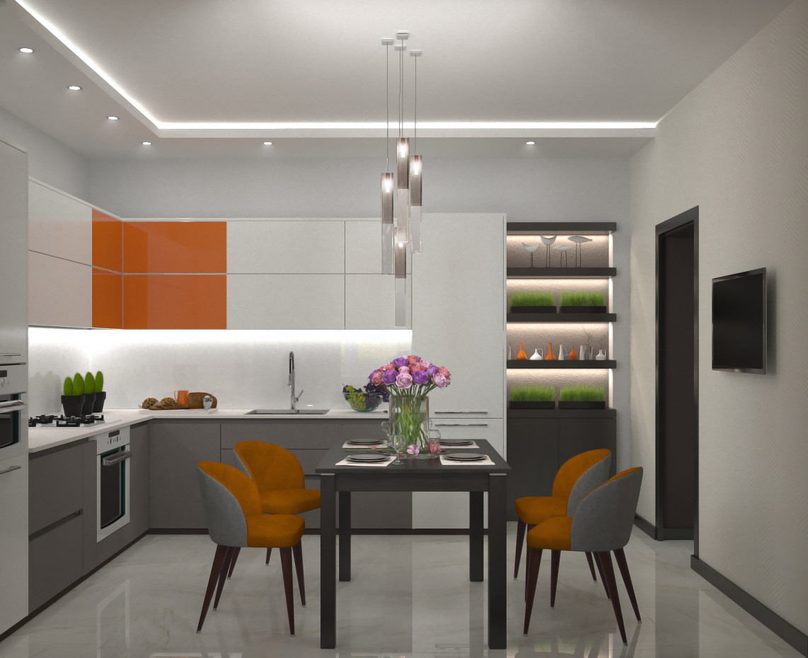 kitchen interior in 3d max corona render image