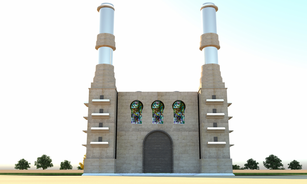imagen de Catedral ficticia con las torres de oro en AutoCAD vray 3.0