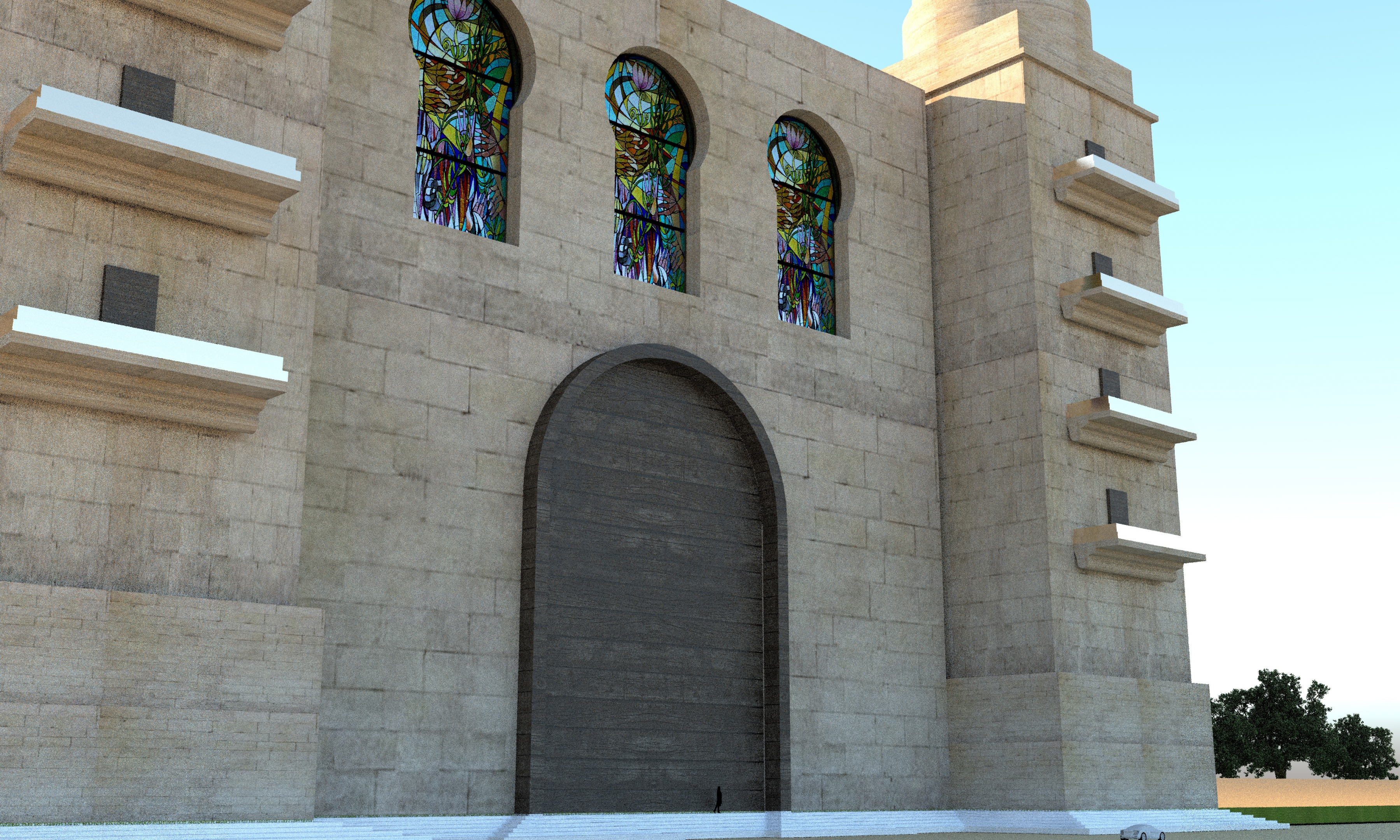 Fiktive Kathedrale mit goldenen Türmen in AutoCAD vray 3.0 Bild
