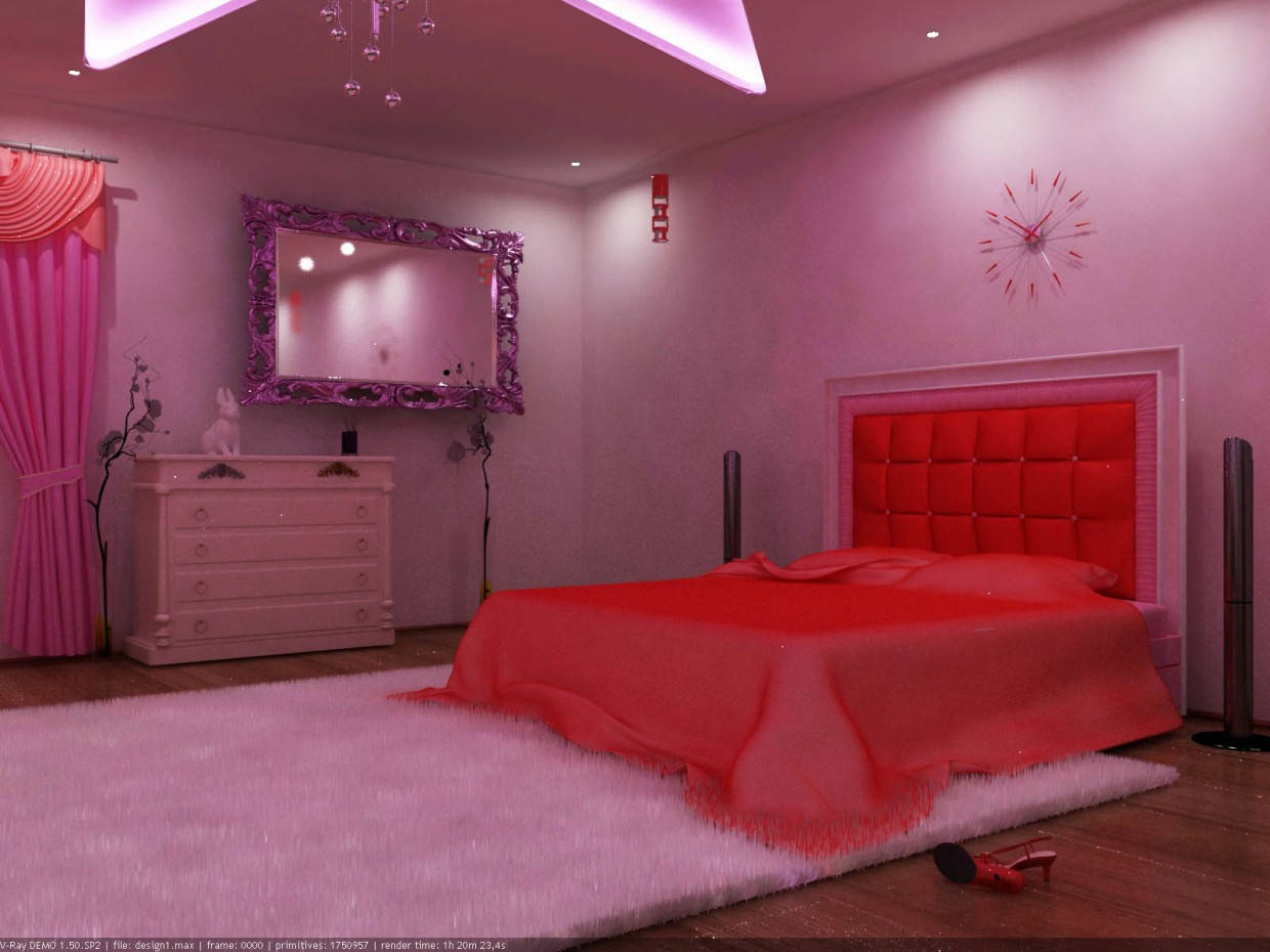 Glamorous bedroom in 3d max 3d visualization of the project in the Glamorous bedroom 3d max, render vray of OOOPS