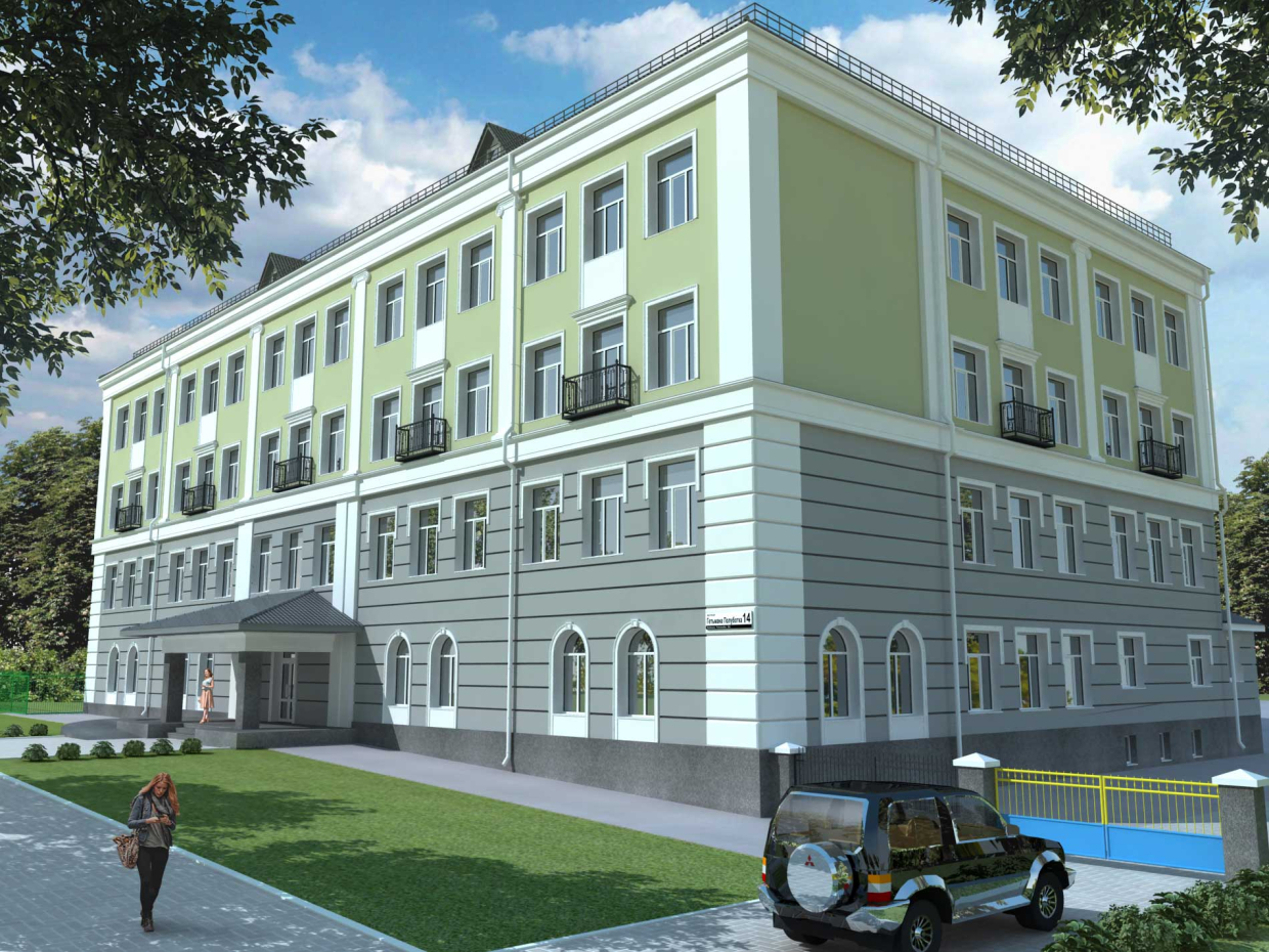 Visualisation des façades de l'école dans 3d max vray 1.5 image