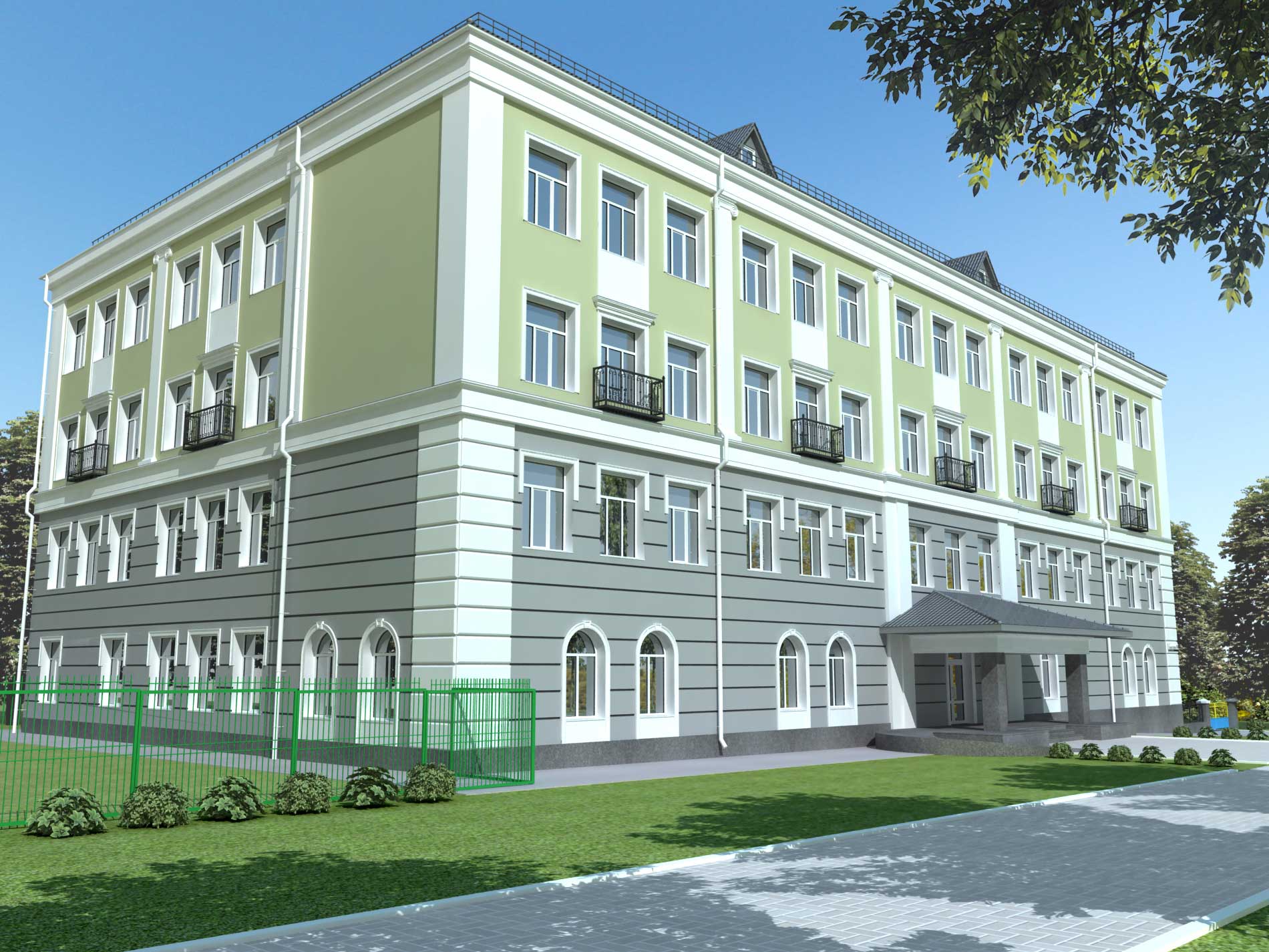 Visualisation des façades de l'école dans 3d max vray 1.5 image