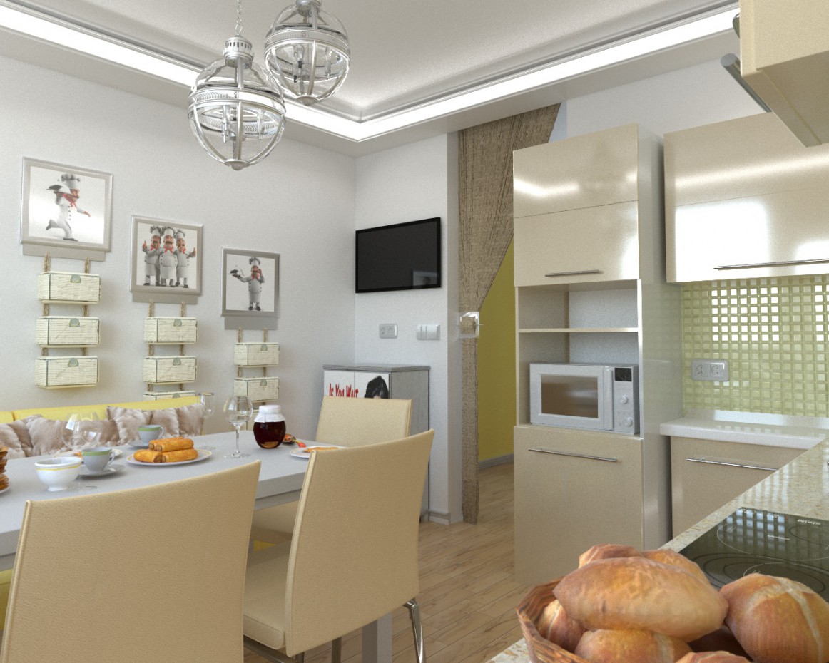 Однушка в Твери. Кухня Однушка в Твери. Кухня в Cinema 4d corona render изображение