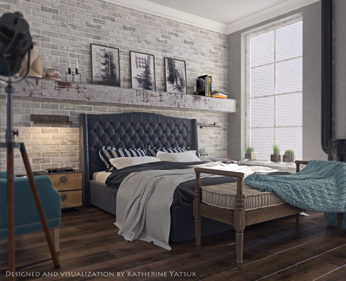 Apartamento quarto em 3d max corona render imagem