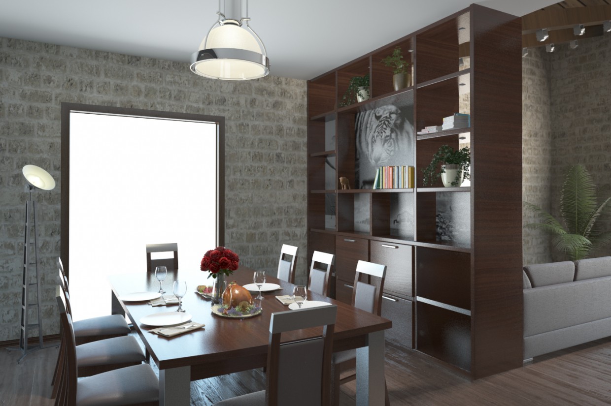 Dining room in 3d max vray image